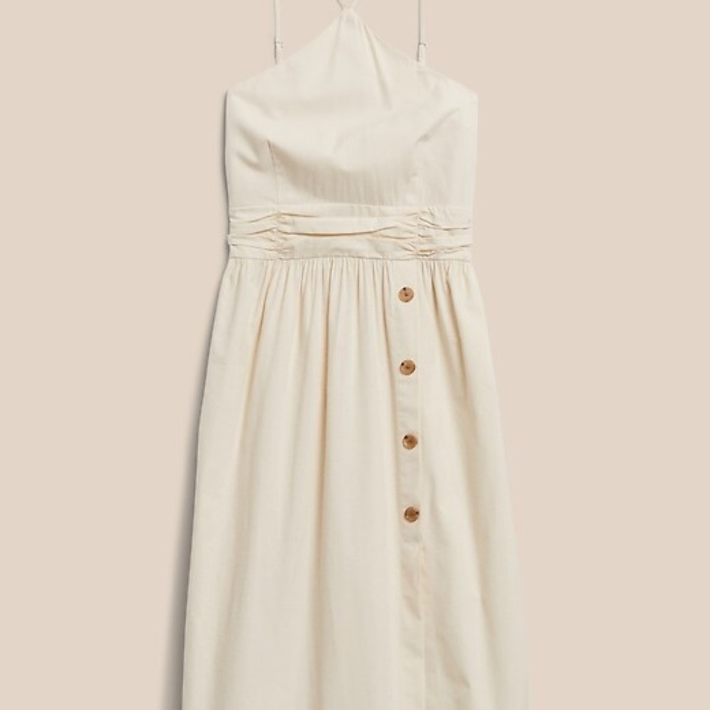 Banana Republic halter midi Cream Dress size 8